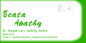 beata apathy business card